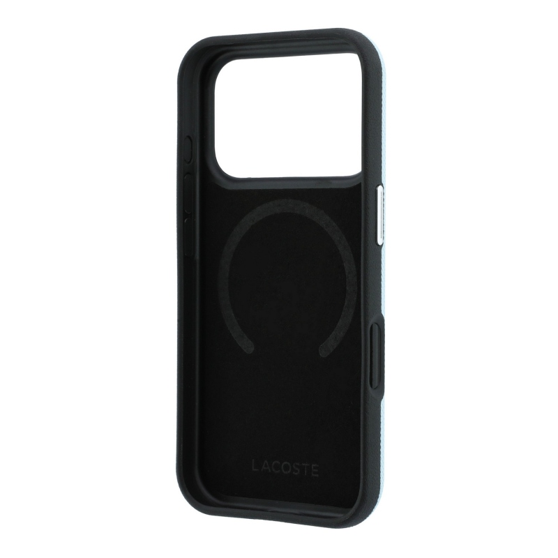 Lacoste PVC Petit Pique Semi Wrap Embossed MagSafe zadný kryt pre iPhone 18 Pro, modrý