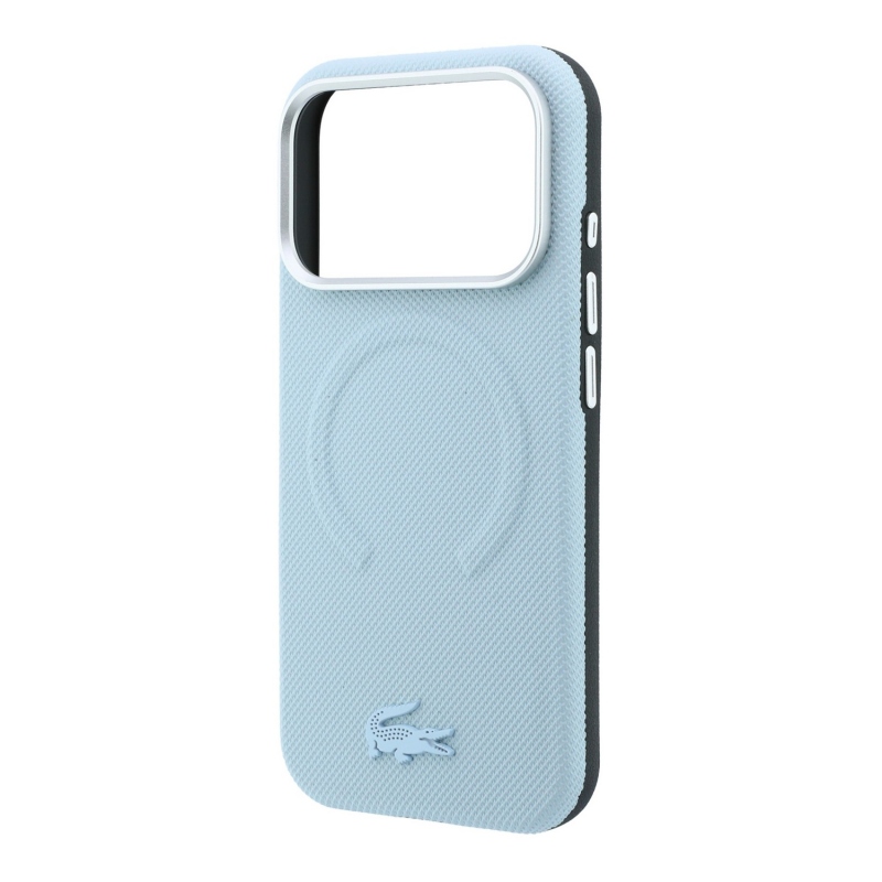 Lacoste PVC Petit Pique Semi Wrap Embossed MagSafe zadný kryt pre iPhone 18 Pro, modrý