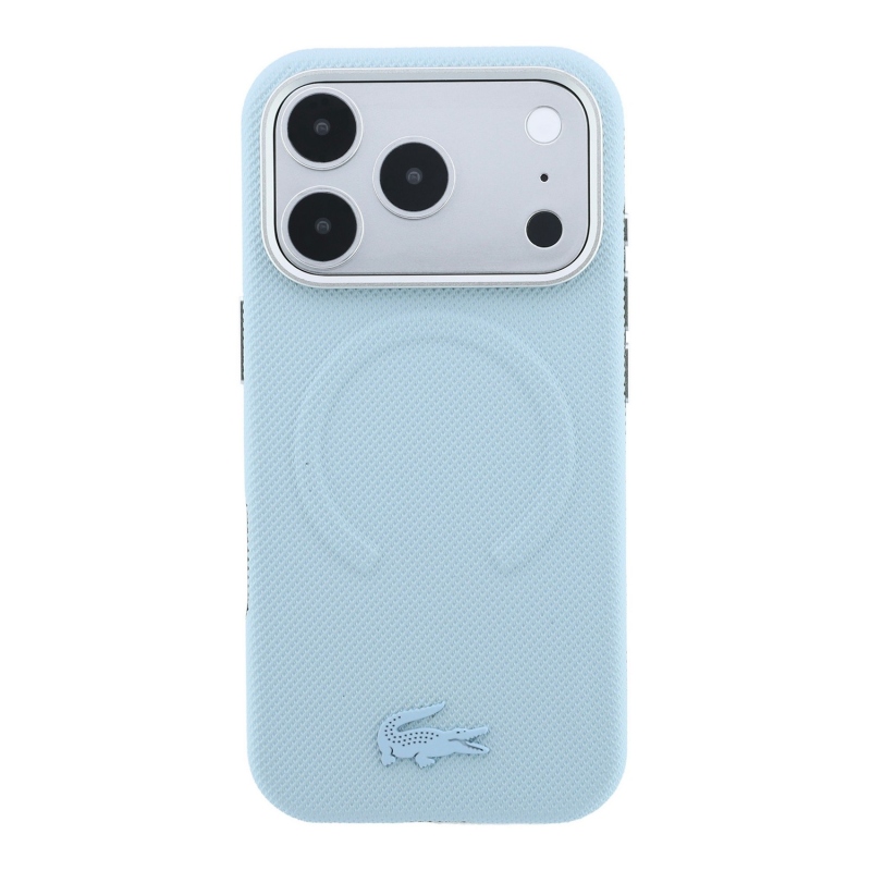 Lacoste PVC Petit Pique Semi Wrap Embossed MagSafe zadný kryt pre iPhone 18 Pro, modrý