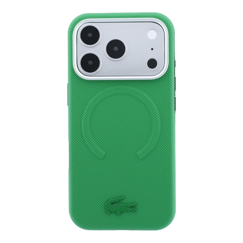 Lacoste PVC Petit Pique Semi Wrap Embossed MagSafe zadný kryt pre iPhone 18 Pro Estragon