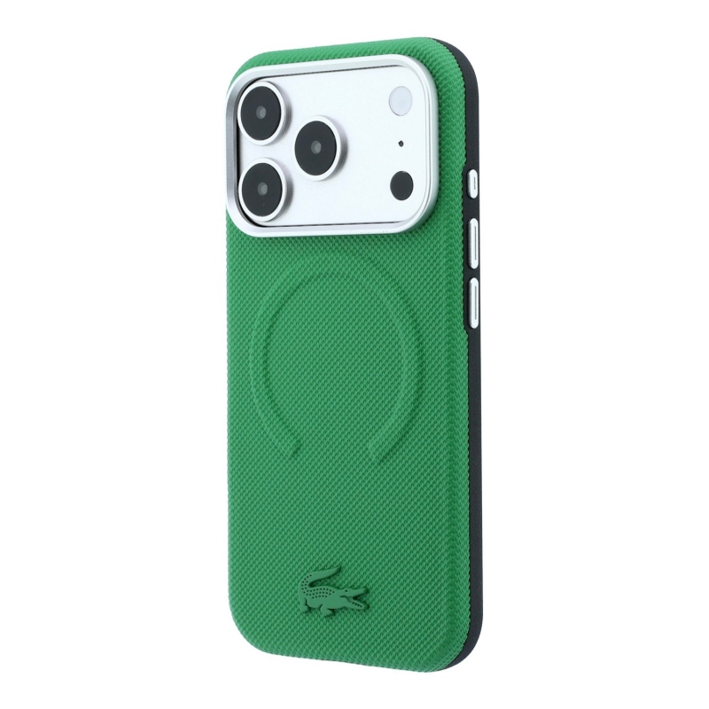 Lacoste PVC Petit Pique Semi Wrap Embossed MagSafe zadný kryt pre iPhone 18 Pro Estragon