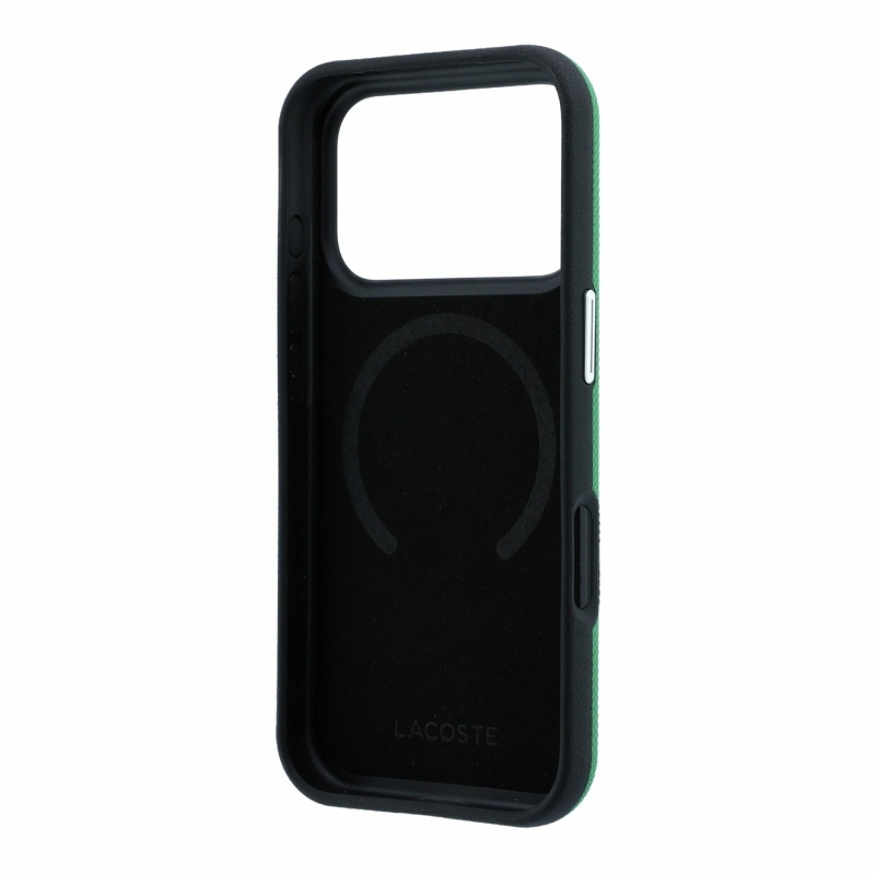 Lacoste PVC Petit Pique Semi Wrap Embossed MagSafe zadný kryt pre iPhone 18 Pro Max Estragon
