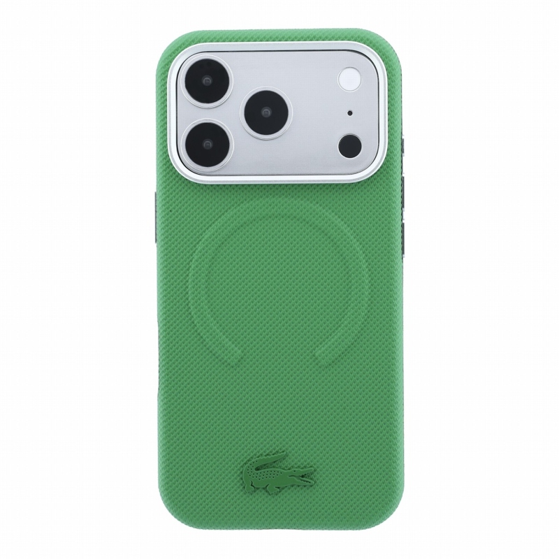 Lacoste PVC Petit Pique Semi Wrap Embossed MagSafe zadný kryt pre iPhone 18 Pro Max Estragon