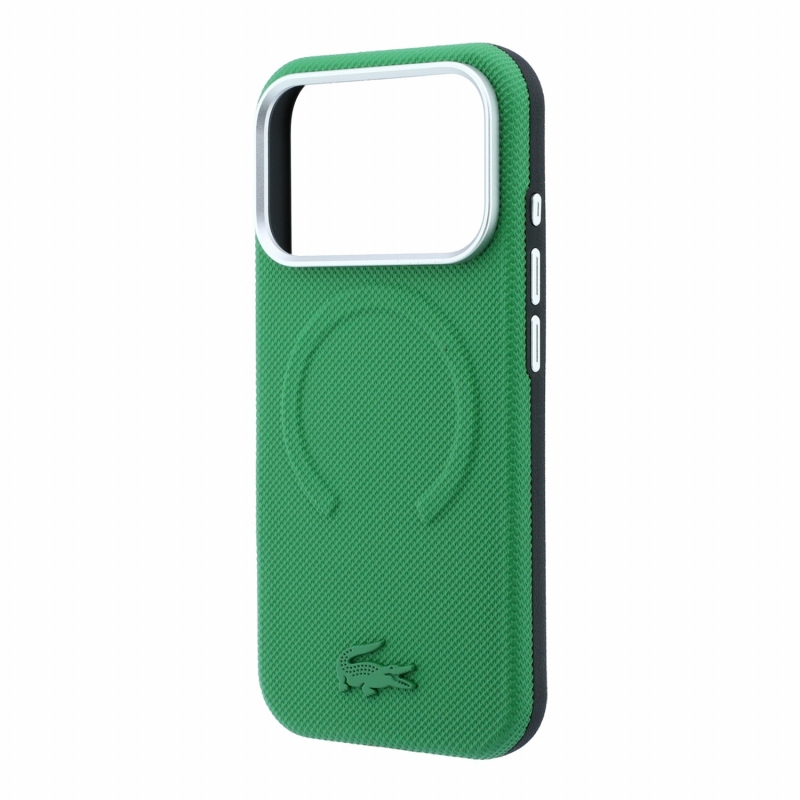 Lacoste PVC Petit Pique Semi Wrap Embossed MagSafe zadný kryt pre iPhone 18 Pro Max Estragon