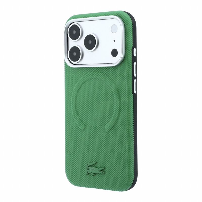 Lacoste PVC Petit Pique Semi Wrap Embossed MagSafe zadný kryt pre iPhone 18 Pro Max Estragon