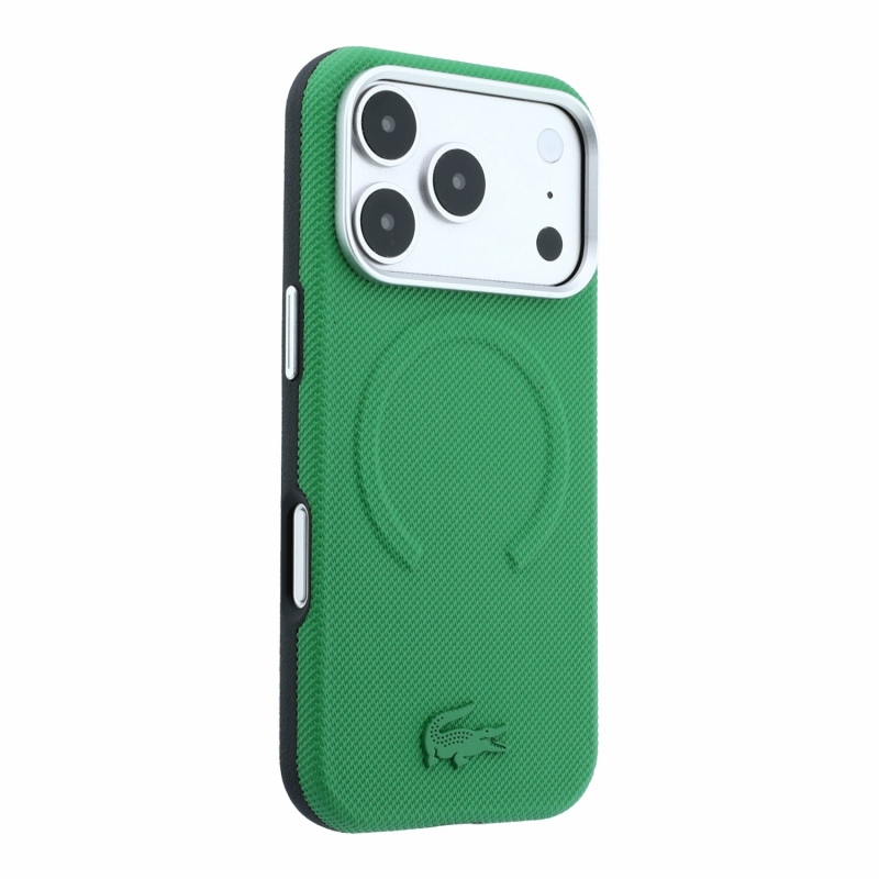 Lacoste PVC Petit Pique Semi Wrap Embossed MagSafe zadný kryt pre iPhone 18 Pro Max Estragon