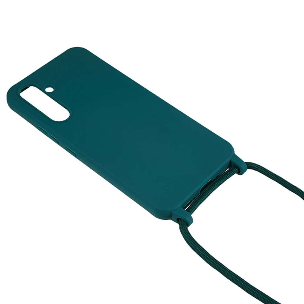 Lany gélový obal so šnúrkou na Samsung Galaxy S26 FE - tmavozelený