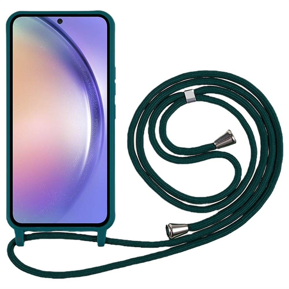 Lany gélový obal so šnúrkou na Samsung Galaxy S26 FE - tmavozelený