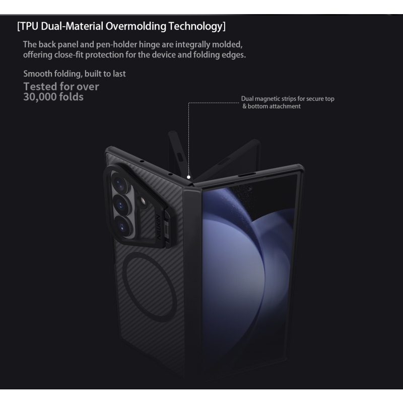 Nillkin CamShield Prop Magnetic (transparentné sklo) Zadný kryt pre Samsung Galaxy Z Fold 8 Ultra, transparentný, čierny
