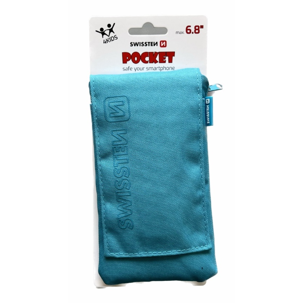 Univerzálne látkové púzdro Swissten Pocket 6,8 so šnúrkou - modré