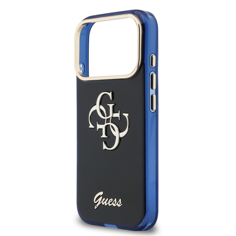 Guess IML 4G Script Metal Logo Zadný kryt pre iPhone 17 Pro Blue