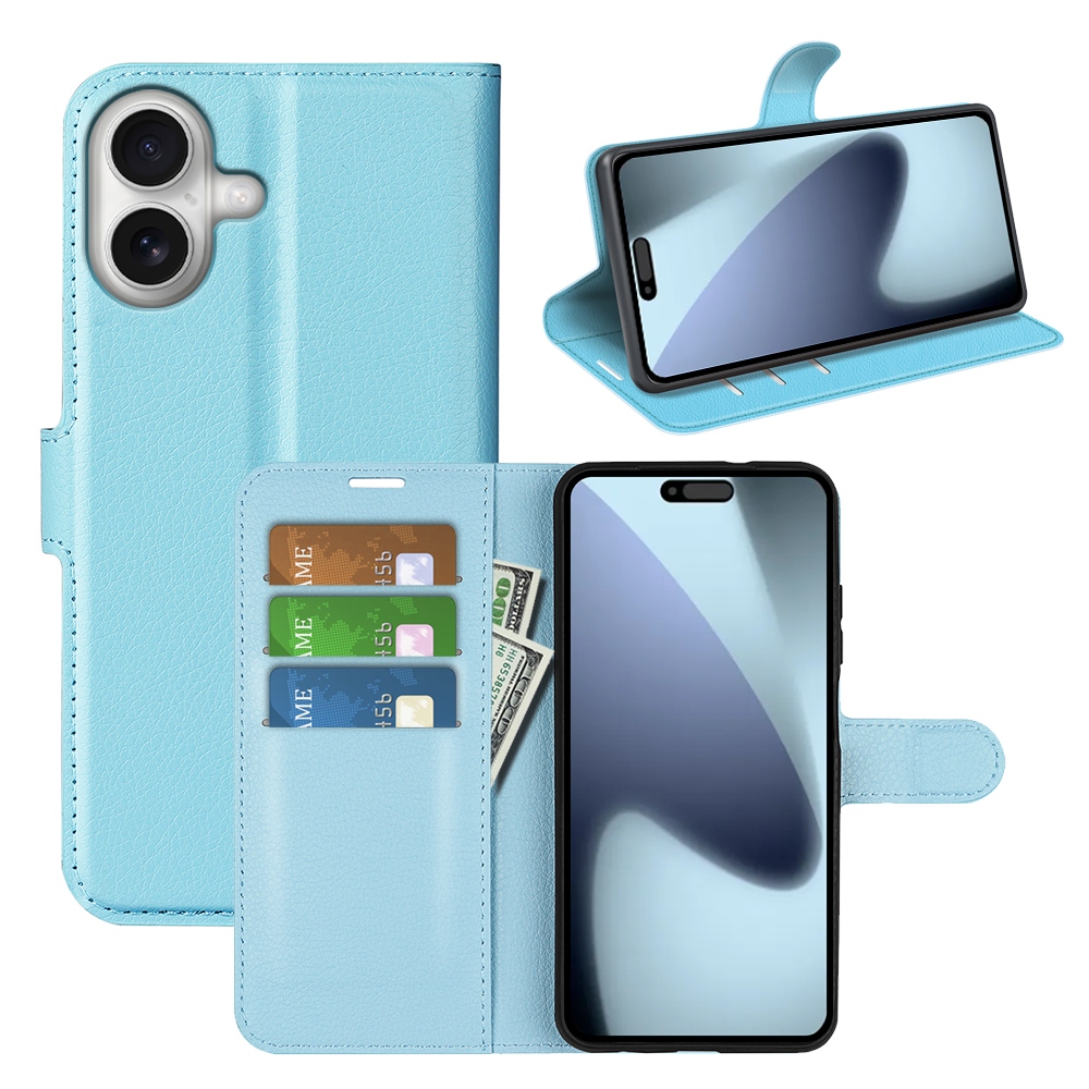 Litchi knižkové púzdro na iPhone 17 - modré