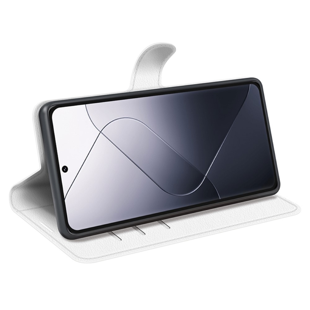 Litchi knižkové púzdro na Xiaomi 14 Pro - biele