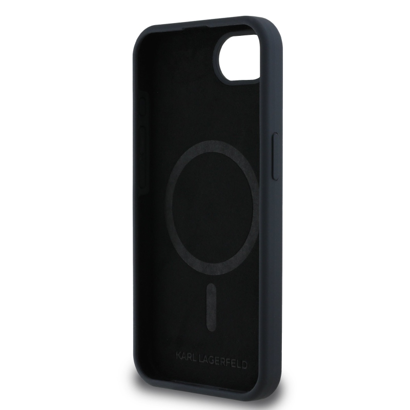 Karl Lagerfeld Liquid Silicone K&CH Heads MagSafe Zadný Kryt pre iPhone 16e Black