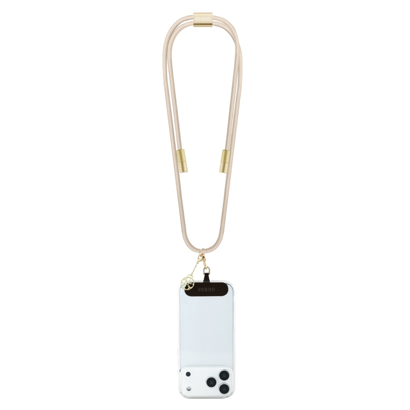 Guess Crossbody Strap 4G Charm s nabíjacím káblom USB-C/USB-C béžová