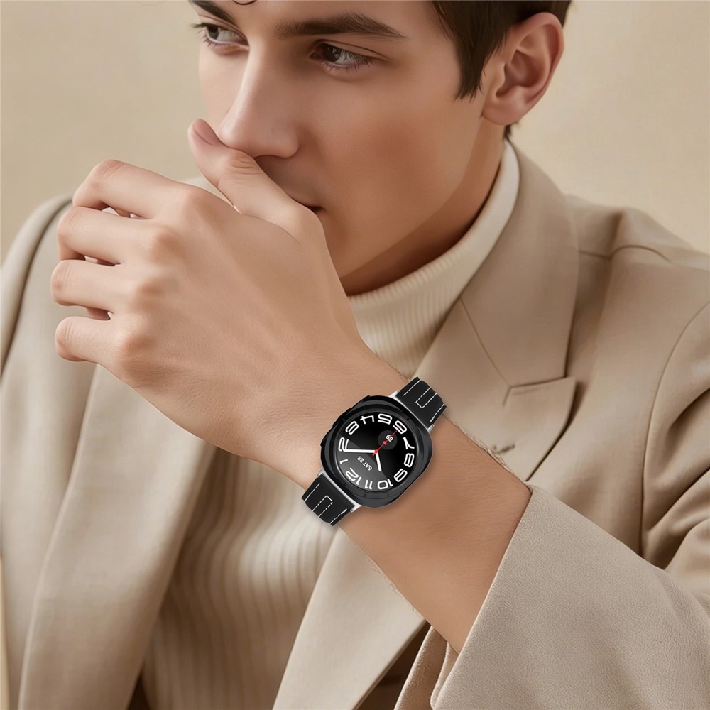 Leathe koženkový remienok na Samsung Galaxy Watch8 Classic 46mm/Watch8 44mm/40mm - čierny