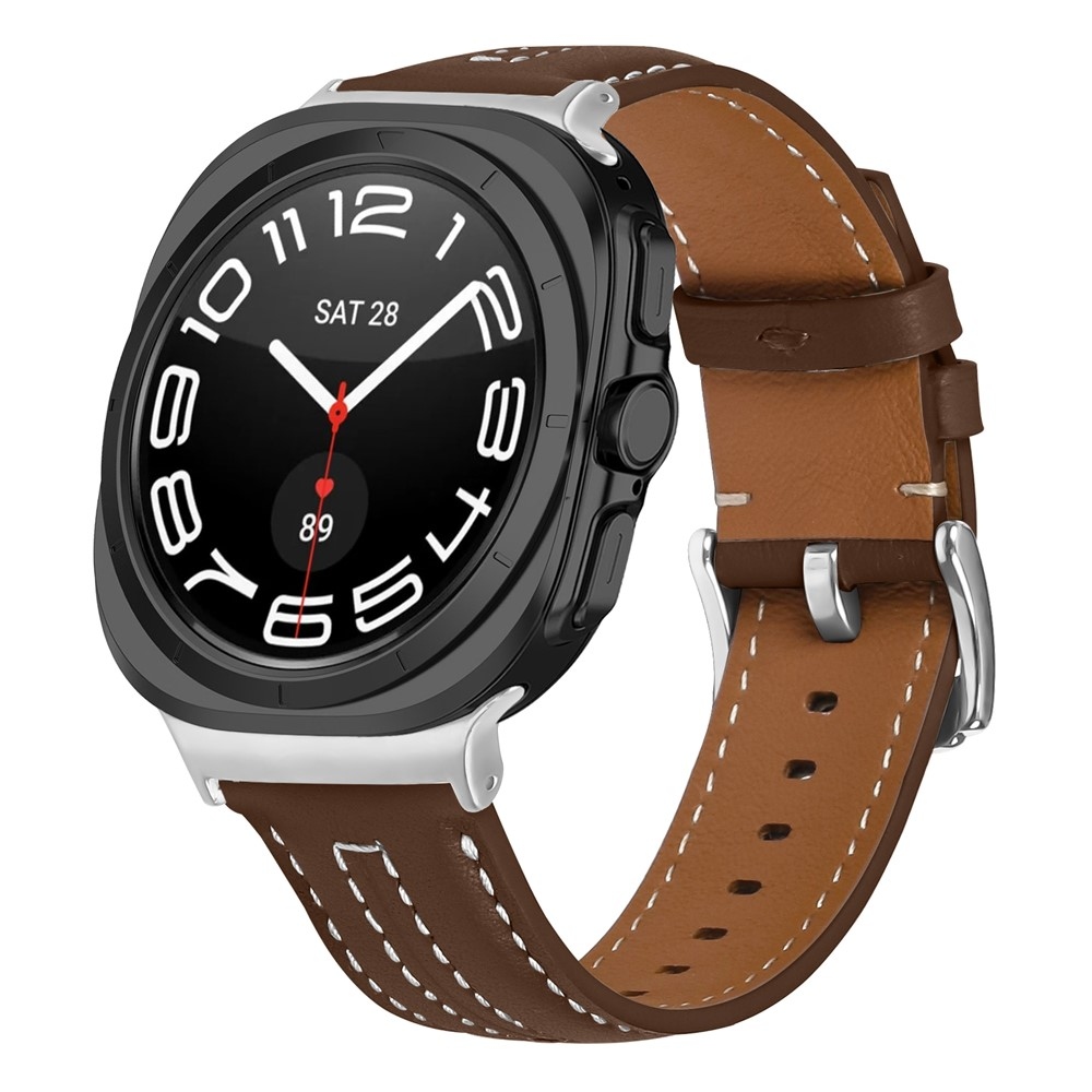 Leathe koženkový remienok na Samsung Galaxy Watch8 Classic 46mm/Watch8 44mm/40mm - hnedý