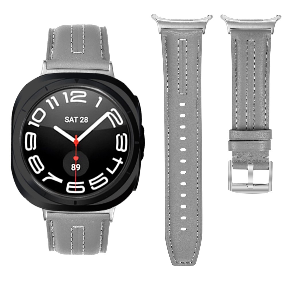 Leathe koženkový remienok na Samsung Galaxy Watch8 Classic 46mm/Watch8 44mm/40mm - svetlosivý