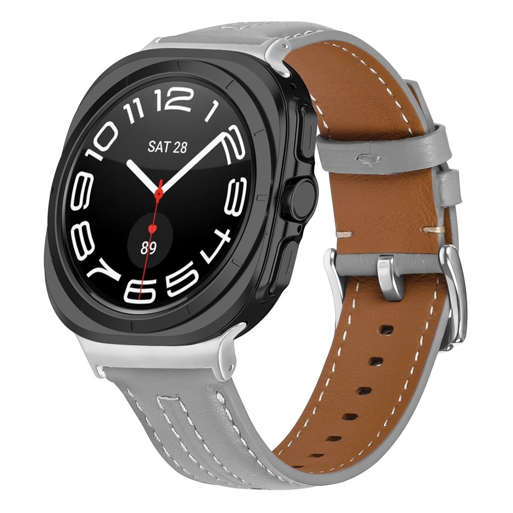 Leathe koženkový remienok na Samsung Galaxy Watch8 Classic 46mm/Watch8 44mm/40mm - svetlosivý