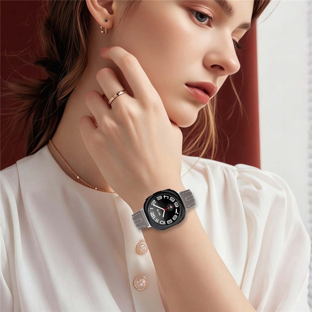 Leathe koženkový remienok na Samsung Galaxy Watch8 Classic 46mm/Watch8 44mm/40mm - tmavosivý