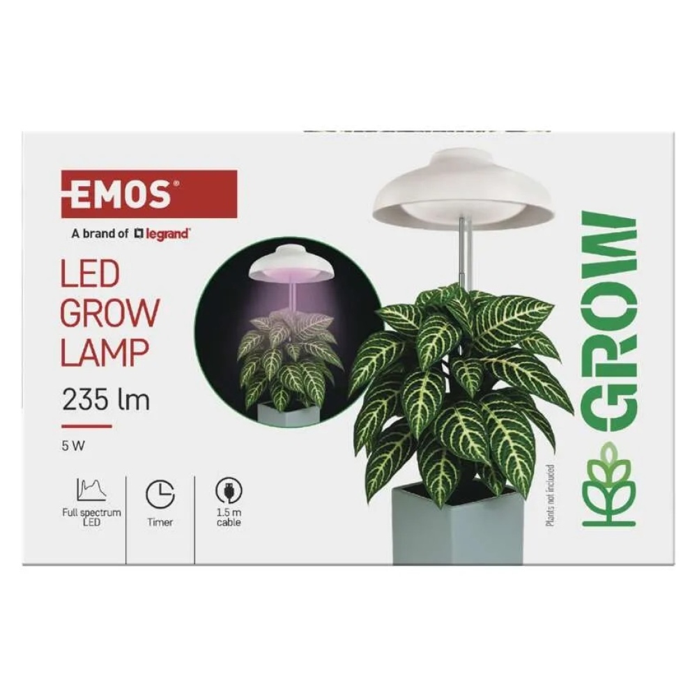 LED GROW pestovateľská lampa 5 W, časovač - biela