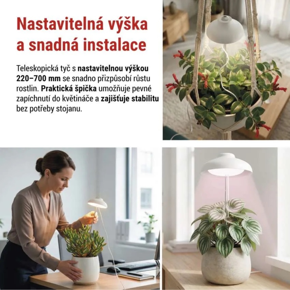 LED GROW pestovateľská lampa 5 W, časovač - biela