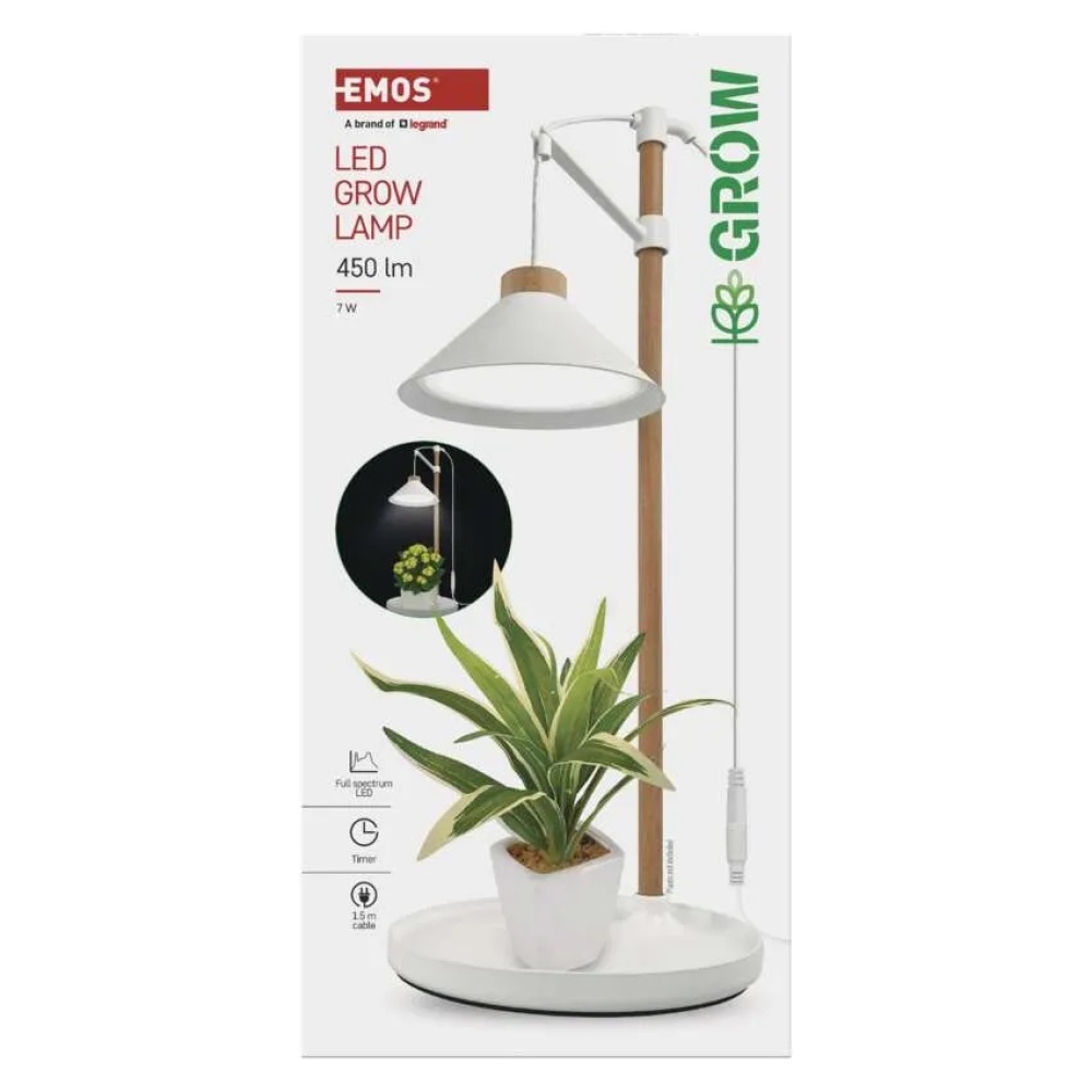 LED GROW pestovateľská lampa 7 W, časovač - biela