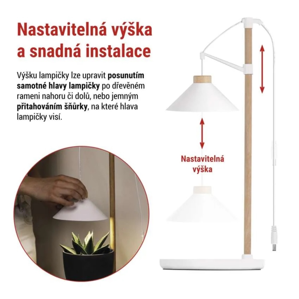 LED GROW pestovateľská lampa 7 W, časovač - biela