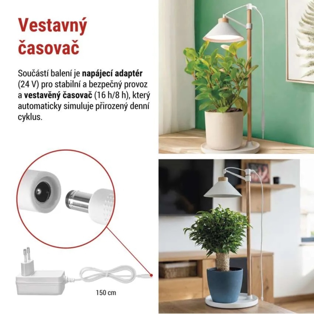 LED GROW pestovateľská lampa 7 W, časovač - biela