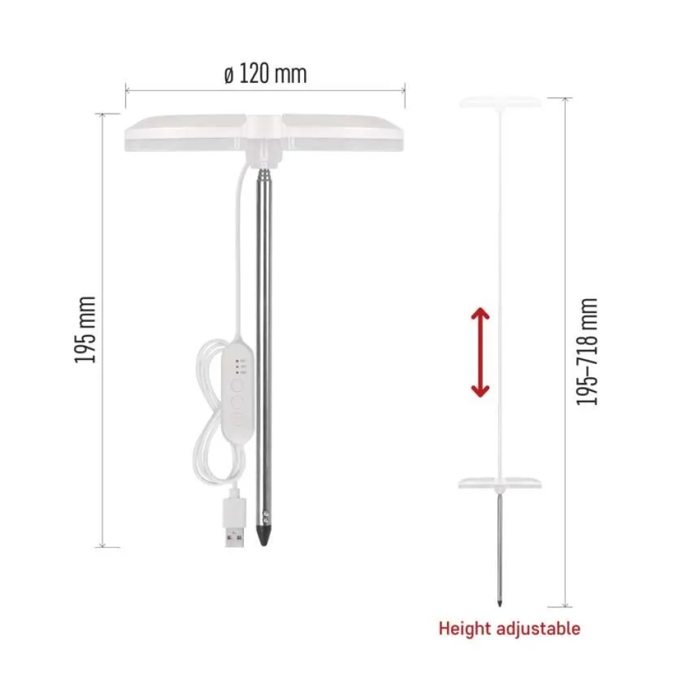 LED GROW pestovateľská lampa 8 W, časovač, stmievateľná - biela