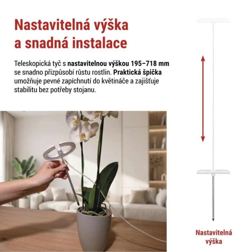 LED GROW pestovateľská lampa 8 W, časovač, stmievateľná - biela