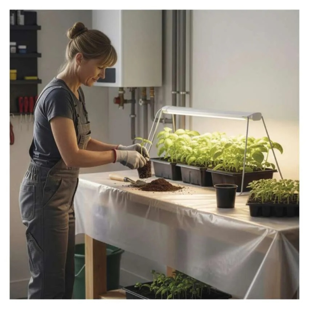 LED GROW pestovateľská lampa na sadenice 15 W, časovač - biela