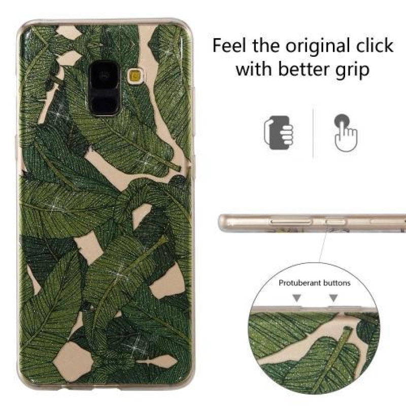 Lesklý gélový obal s motívom na Samsung Galaxy A8 (2018) - lístky