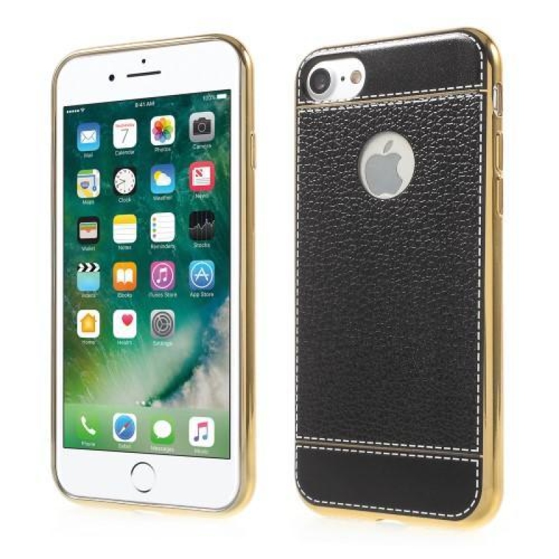 Letha gélový obal s PU koženými chrbtom a iPhone 7 a iPhone 8 - čierny