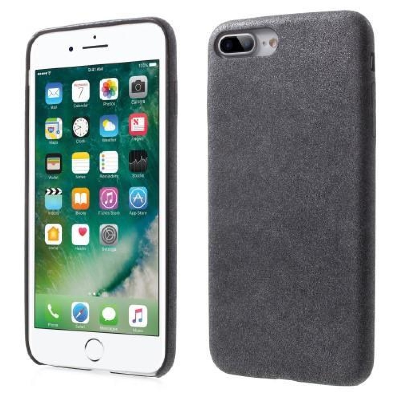 Letha plastový obal s chrbtom z PU kože na iPhone 7 Plus a iPhone 8 Plus - sivý