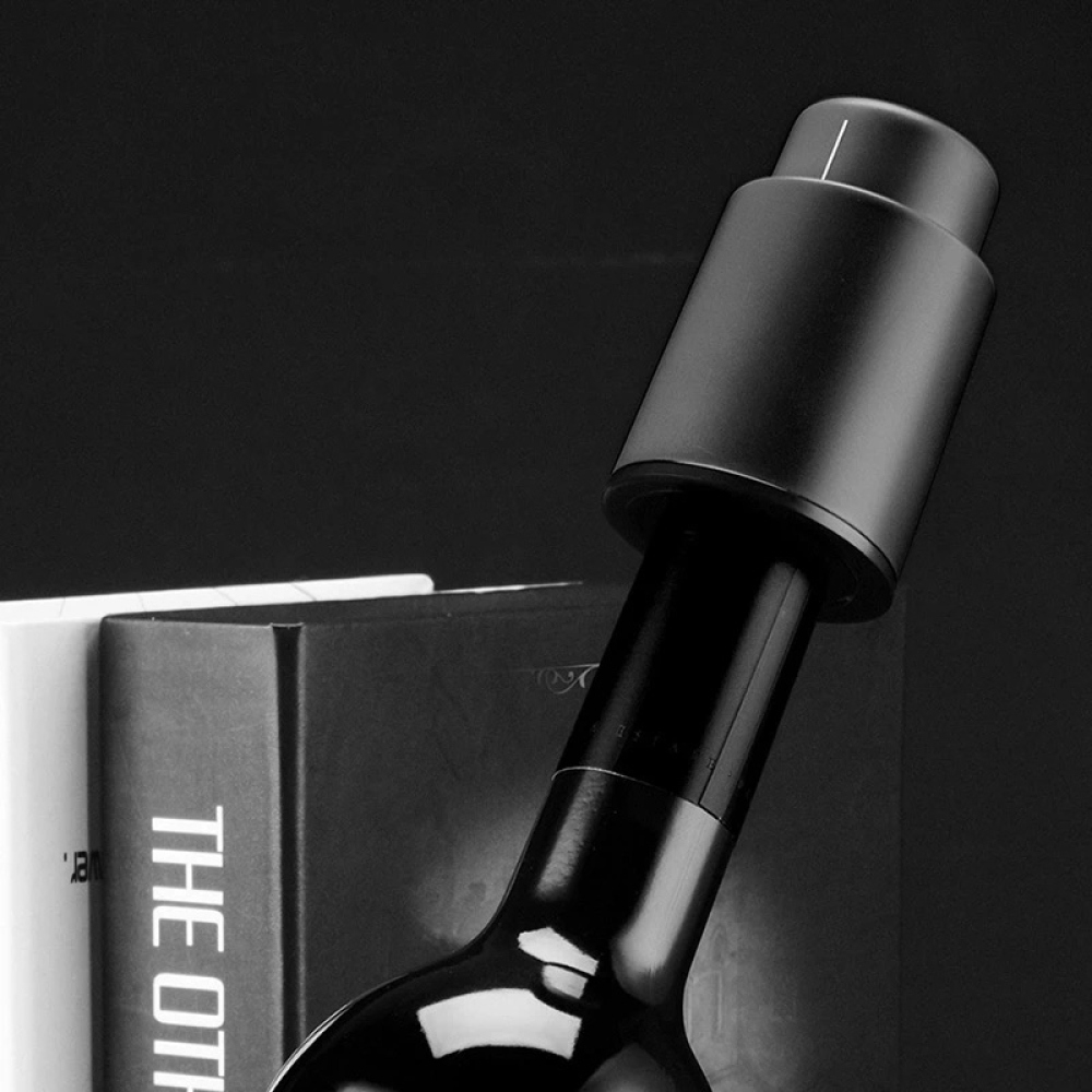 Uzáver na víno a prosecco s ukazovateľom dátumu - čierny