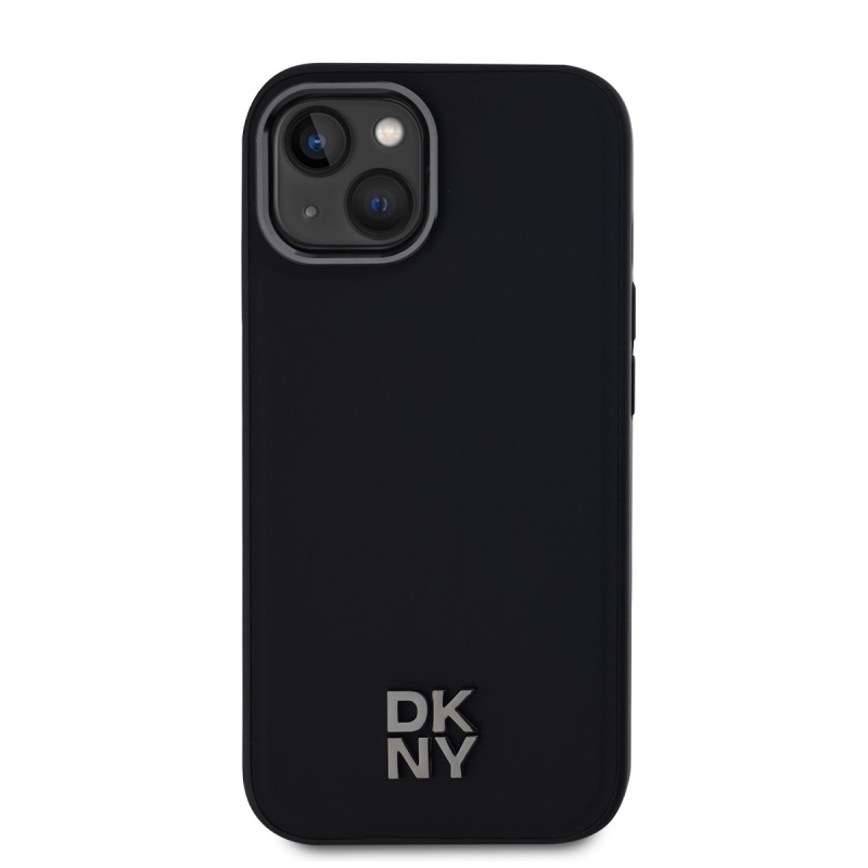 DKNY PU Leather Stack Logo Magsafe Zadný Kryt pre iPhone 15 Black