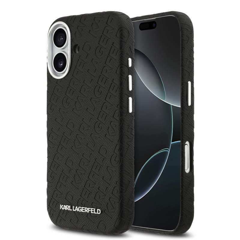 Zadný kryt Karl Lagerfeld Grained PU Repeated Logo MagSafe pre iPhone 17 Black