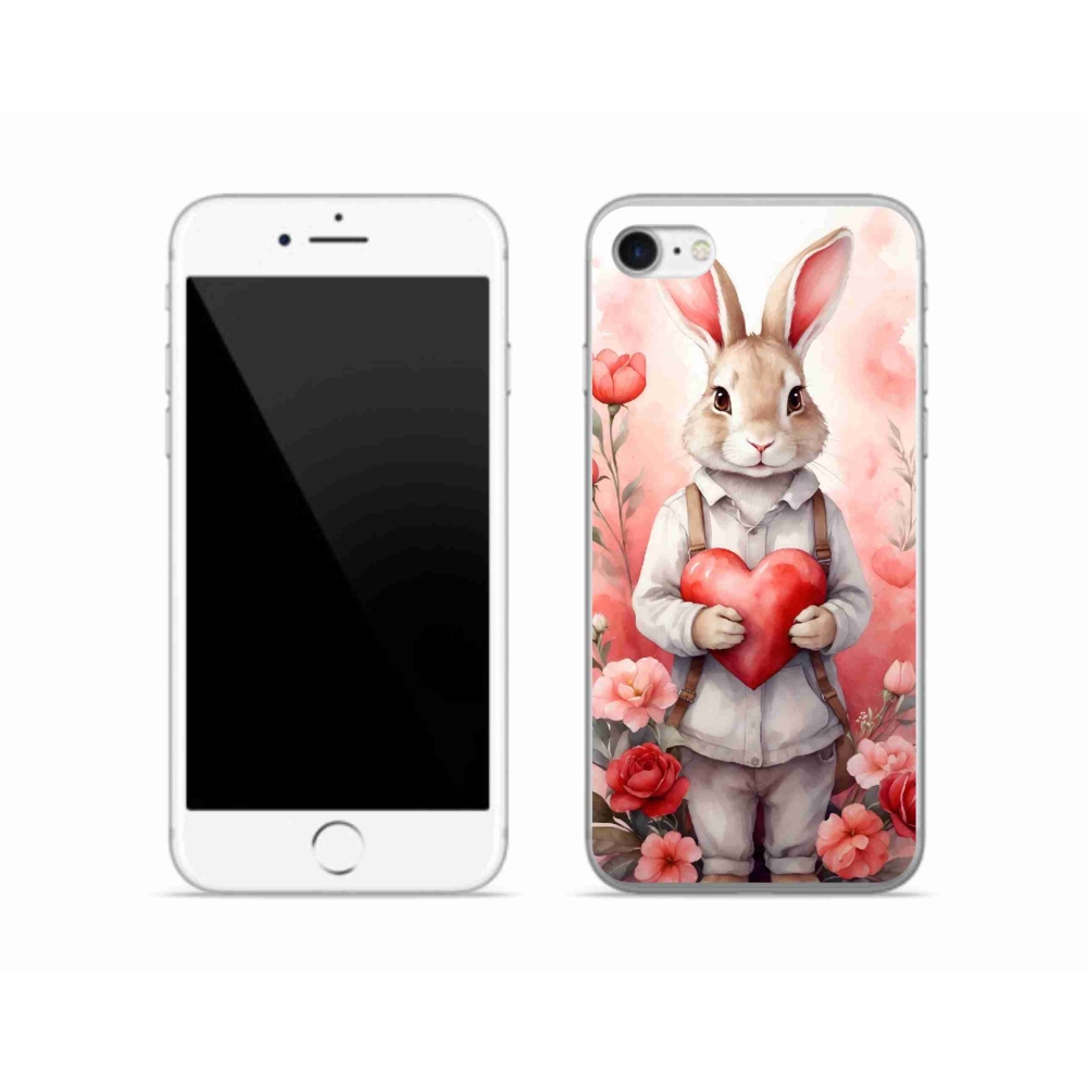 Gélový kryt mmCase na iPhone SE (2020) - zajac so srdiečkom