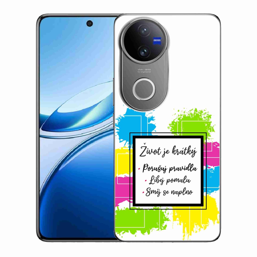 Gélový kryt mmCase na Vivo V50 5G - citát 5 biele pozadie