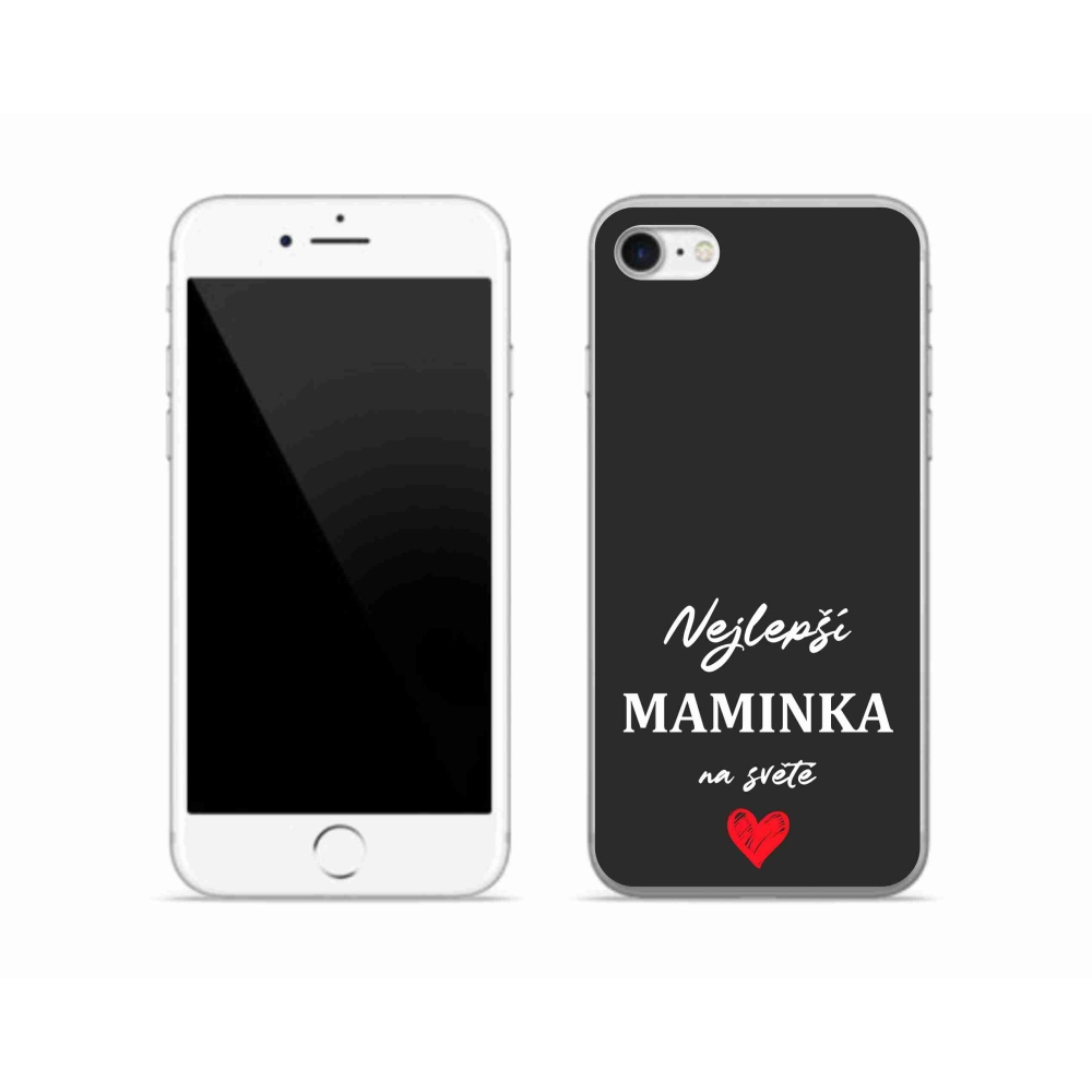 Gélový kryt mmCase na iPhone SE (2022) - najlepšia mamička 1 čierne pozadie