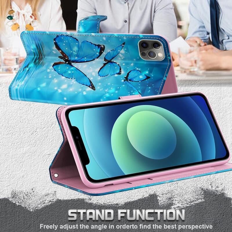 Print peněženkové puzdro na mobil Samsung Galaxy A32 5G - modrí motýle