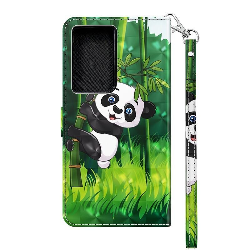 Print peněženkové púzdro pre mobil Samsung Galaxy S21 Ultra 5G - panda na bambuse