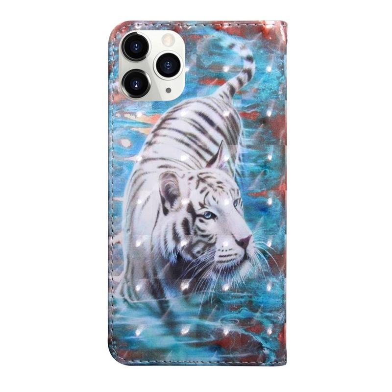 Light PU kožené peněženkové puzdro na mobil iPhone 12 mini - biely tiger
