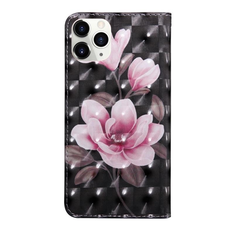 Light PU kožené peněženkové puzdro na mobil iPhone 12 mini - ružové kvety