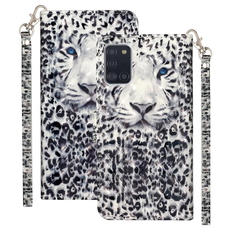 Light PU kožené peněženkové puzdro na mobil Samsung Galaxy A31 - leopard