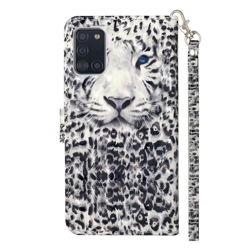 Light PU kožené peněženkové puzdro na mobil Samsung Galaxy A31 - leopard