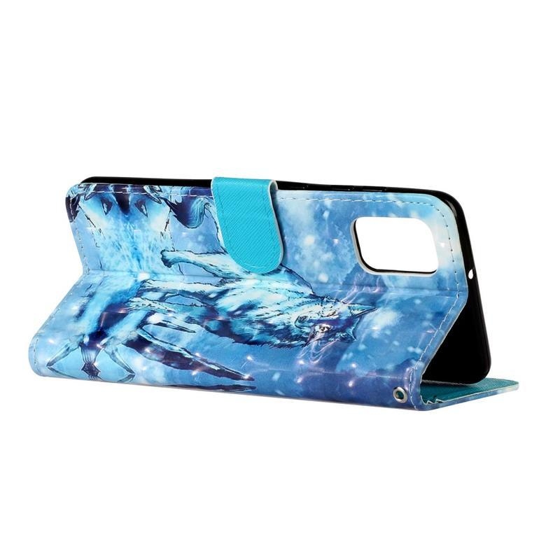 Light PU kožené peněženkové puzdro na mobil Samsung Galaxy A31 - vlk