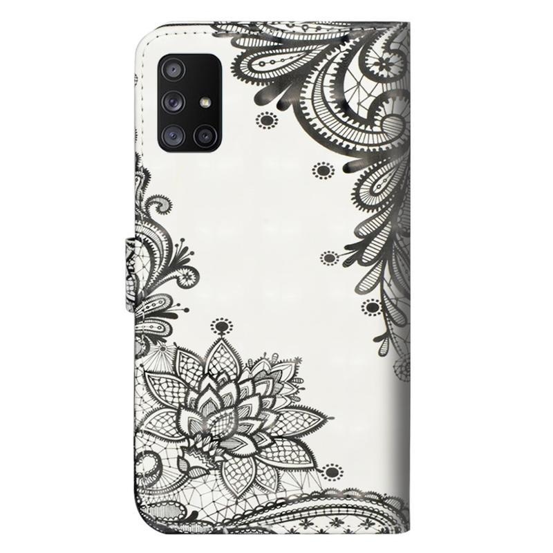 Light PU kožené peněženkové puzdro na mobil Samsung Galaxy M31s - čipkový kvet