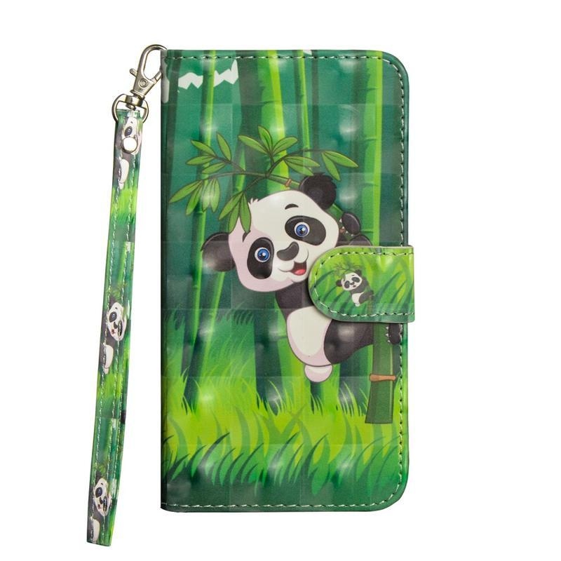 Print PU kožené peněženkové puzdro na mobil Samsung Galaxy Note 20/Note 20 5G - panda na bambuse